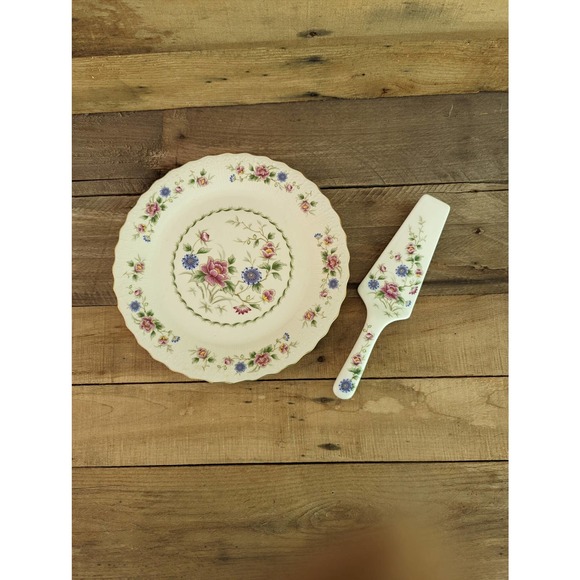 Vtg Andrea by Sadek Porcelain Spring Night Cake Plate and Server Made in Japan - Picture 3 of 9